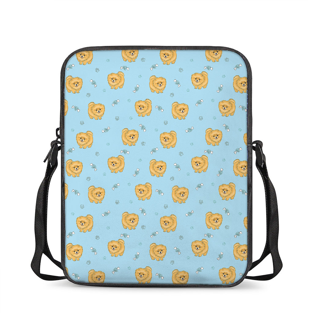 Cartoon Pomeranian Pattern Print Rectangular Crossbody Bag