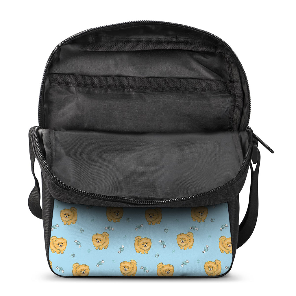 Cartoon Pomeranian Pattern Print Rectangular Crossbody Bag