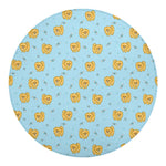 Cartoon Pomeranian Pattern Print Round Blanket