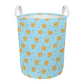 Cartoon Pomeranian Pattern Print Round Laundry Basket