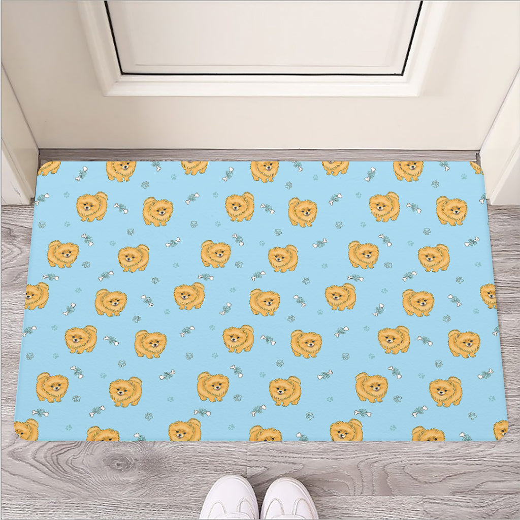 Cartoon Pomeranian Pattern Print Rubber Doormat