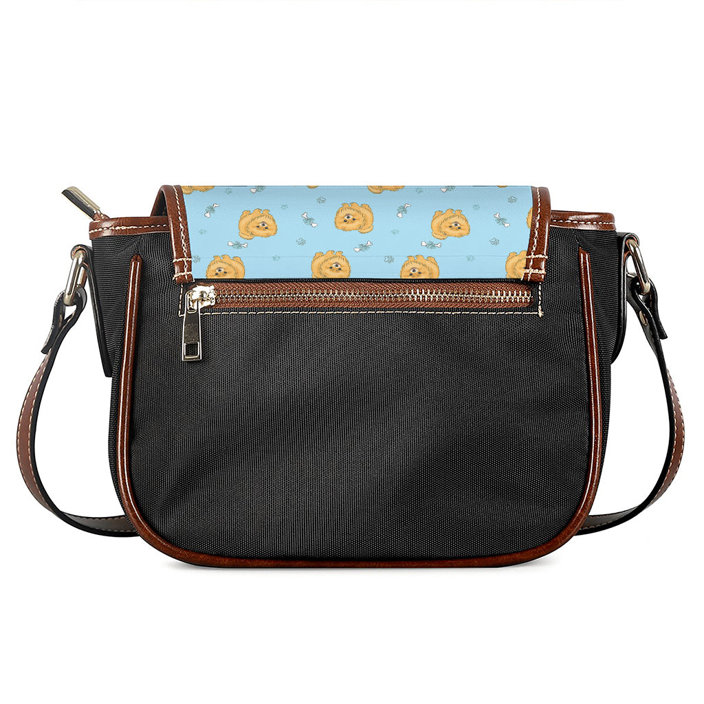 Cartoon Pomeranian Pattern Print Saddle Bag
