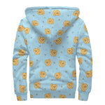 Cartoon Pomeranian Pattern Print Sherpa Lined Zip Up Hoodie