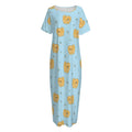 Cartoon Pomeranian Pattern Print Short Sleeve Long Nightdress