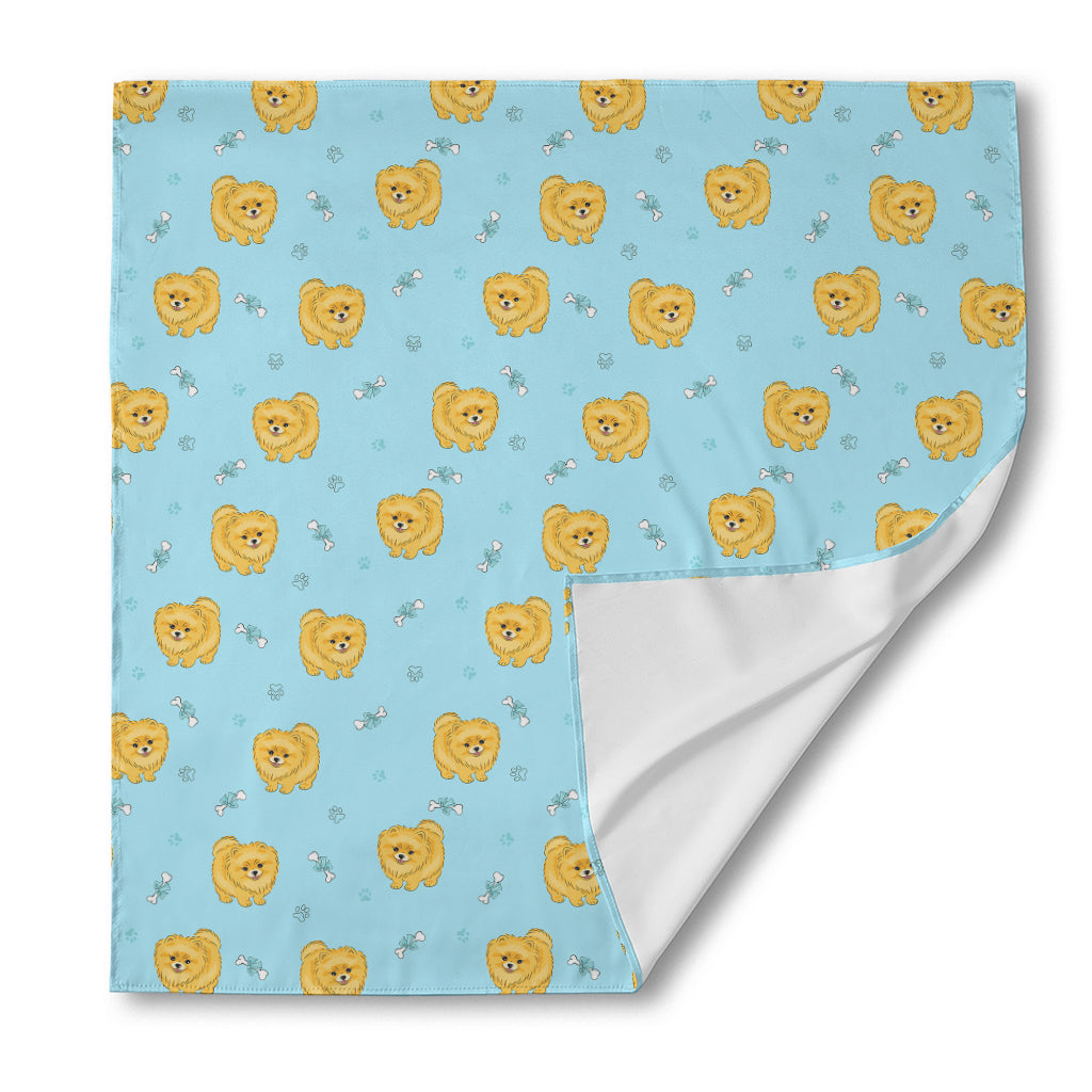 Cartoon Pomeranian Pattern Print Silk Bandana