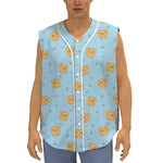 Cartoon Pomeranian Pattern Print Sleeveless Baseball Jersey