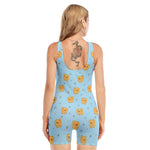 Cartoon Pomeranian Pattern Print Sleeveless One Piece Swimsuit