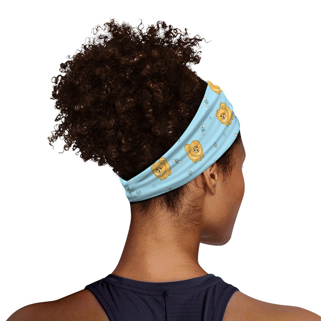 Cartoon Pomeranian Pattern Print Sports Headband