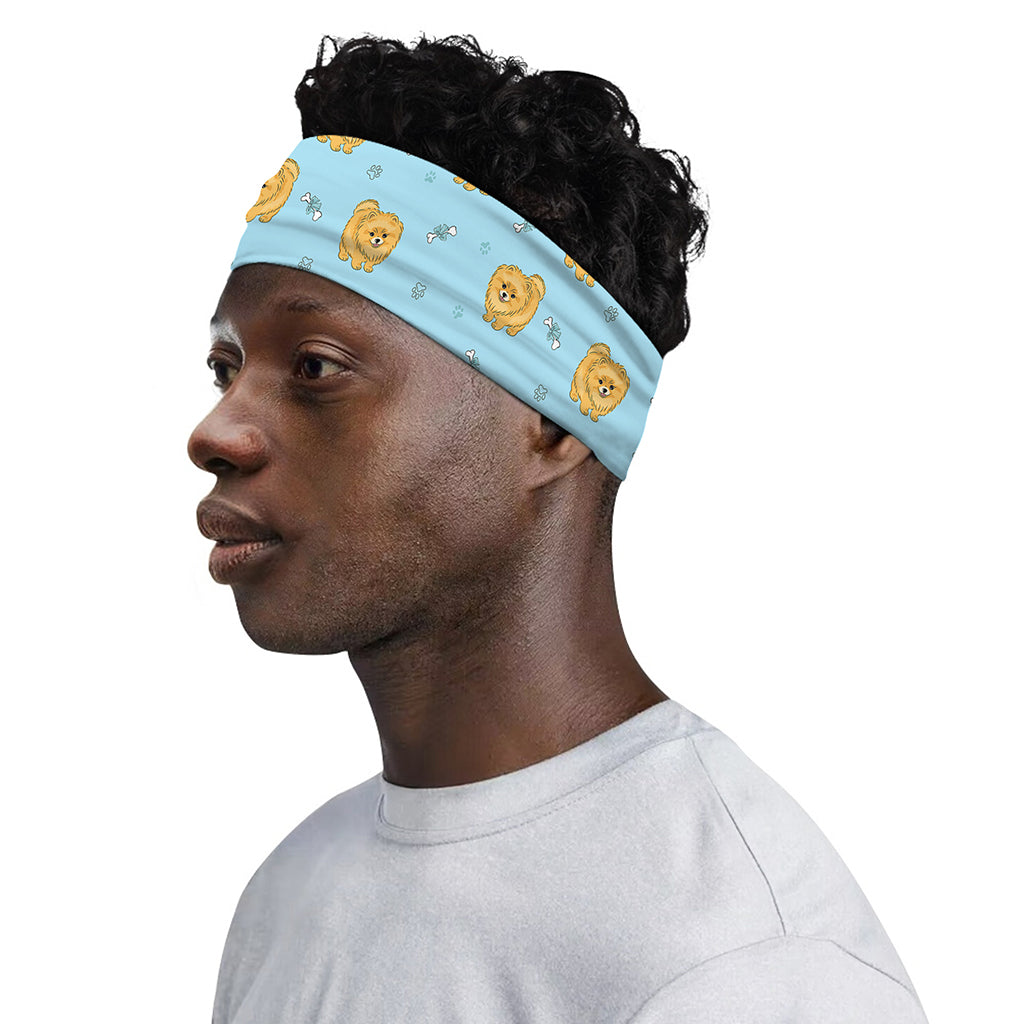 Cartoon Pomeranian Pattern Print Sports Headband
