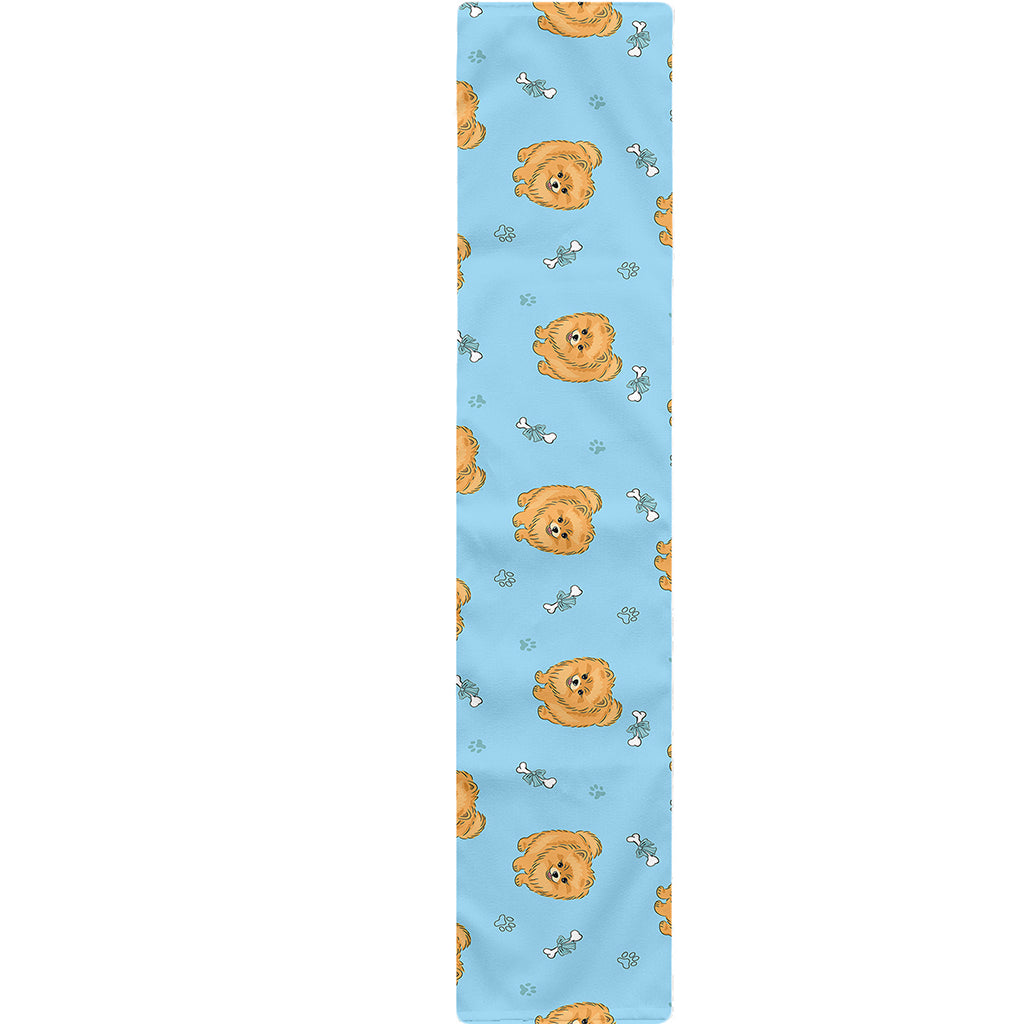 Cartoon Pomeranian Pattern Print Table Runner
