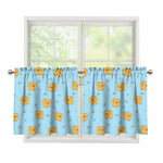 Cartoon Pomeranian Pattern Print Tier Curtains