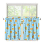 Cartoon Pomeranian Pattern Print Tier Curtains