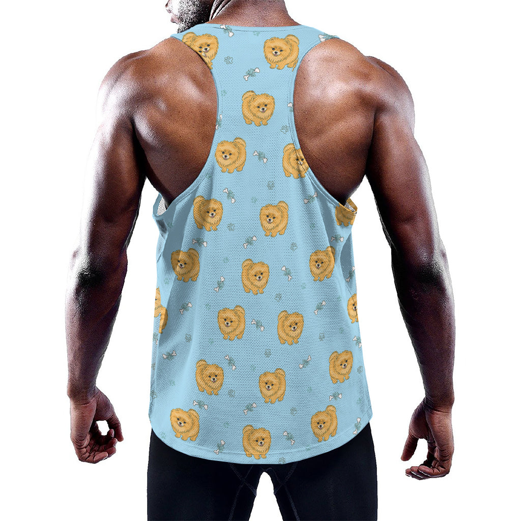 Cartoon Pomeranian Pattern Print Training Tank Top