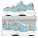 Cartoon Pomeranian Pattern Print White Chunky Shoes
