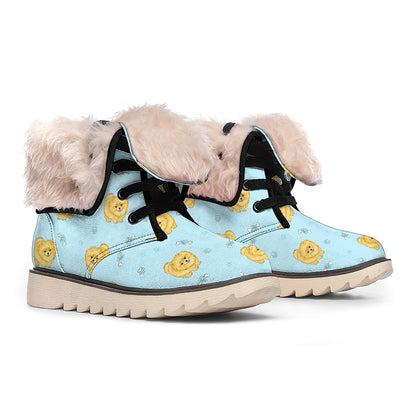 Cartoon Pomeranian Pattern Print Winter Boots