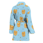 Cartoon Pomeranian Pattern Print Women's Bathrobe