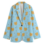 Cartoon Pomeranian Pattern Print Women's Blazer