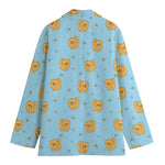 Cartoon Pomeranian Pattern Print Women's Blazer