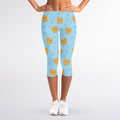 Cartoon Pomeranian Pattern Print Women's Capri Leggings