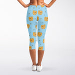Cartoon Pomeranian Pattern Print Women's Capri Leggings