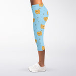 Cartoon Pomeranian Pattern Print Women's Capri Leggings