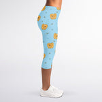 Cartoon Pomeranian Pattern Print Women's Capri Leggings