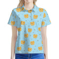 Cartoon Pomeranian Pattern Print Women's Polo Shirt