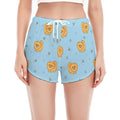 Cartoon Pomeranian Pattern Print Women's Split Running Shorts