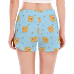 Cartoon Pomeranian Pattern Print Women's Split Running Shorts
