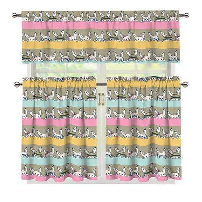 Cartoon Rabbit Pattern Print 3 Piece Kitchen Curtains