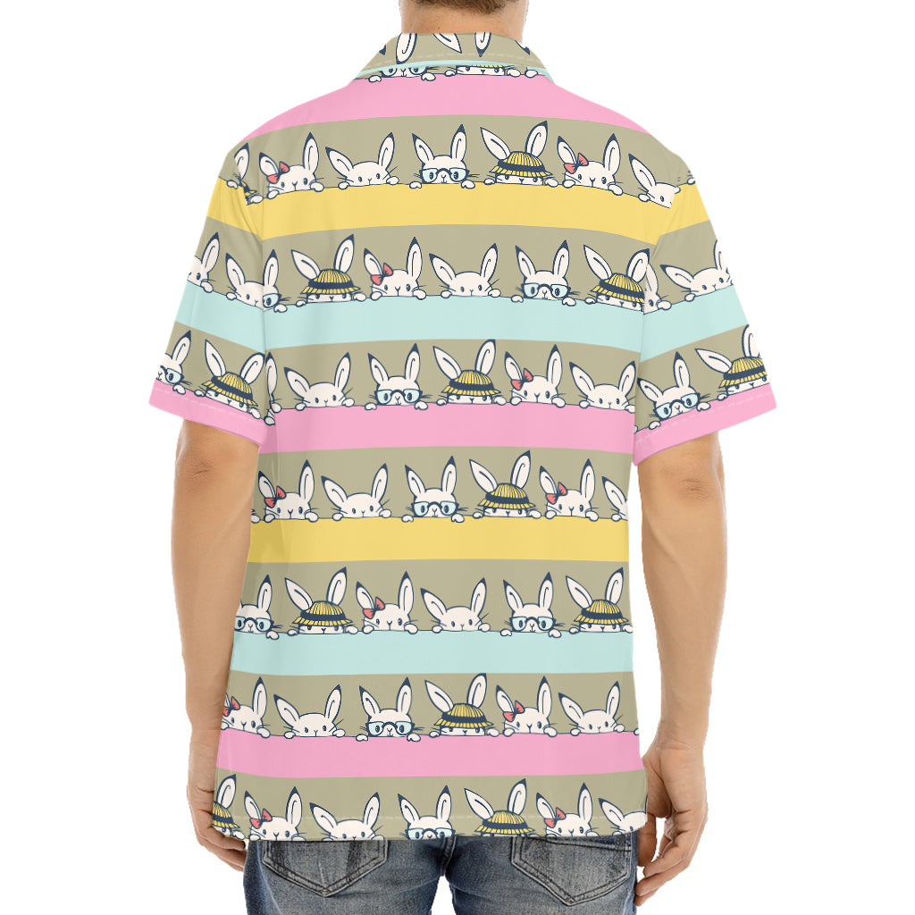 Cartoon Rabbit Pattern Print Aloha Shirt