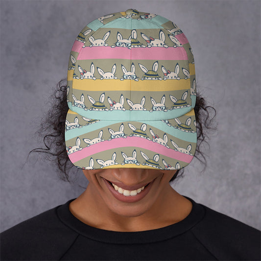 Cartoon Rabbit Pattern Print Baseball Cap