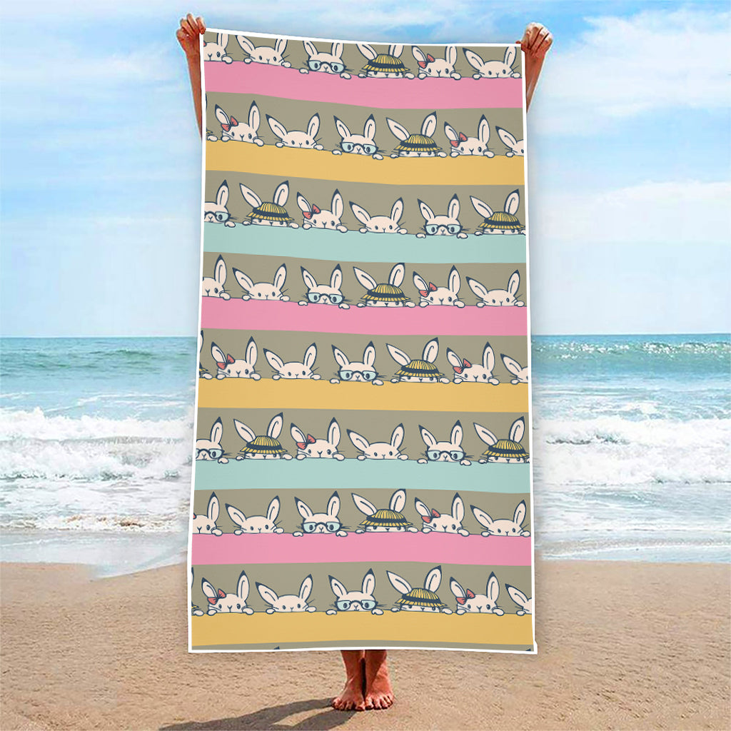 Cartoon Rabbit Pattern Print Beach Towel
