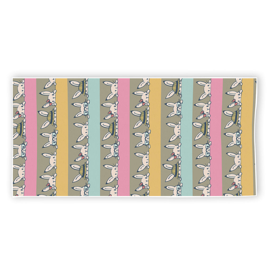 Cartoon Rabbit Pattern Print Beach Towel