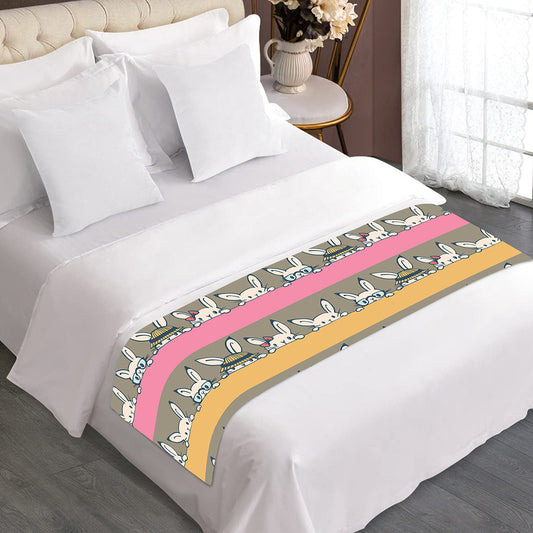 Cartoon Rabbit Pattern Print Bed Runner