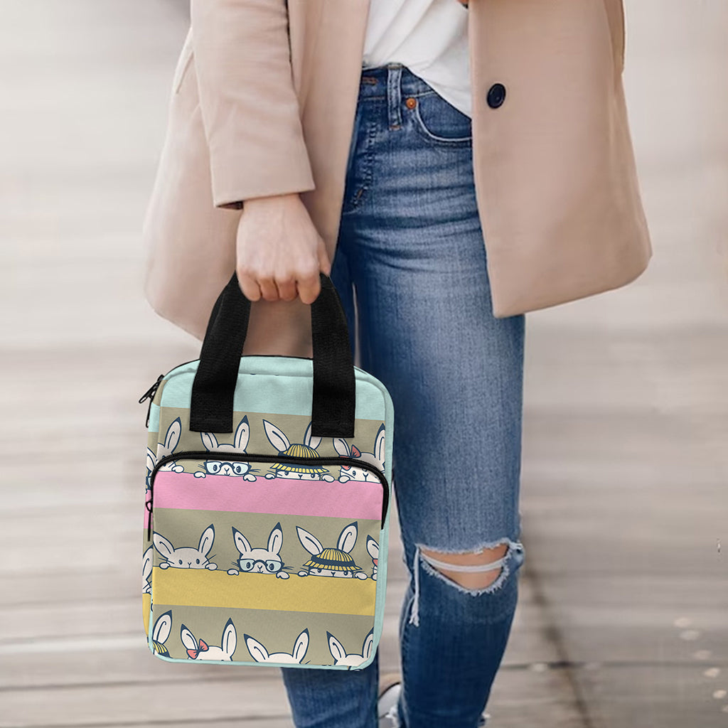 Cartoon Rabbit Pattern Print Bible Tote Bag