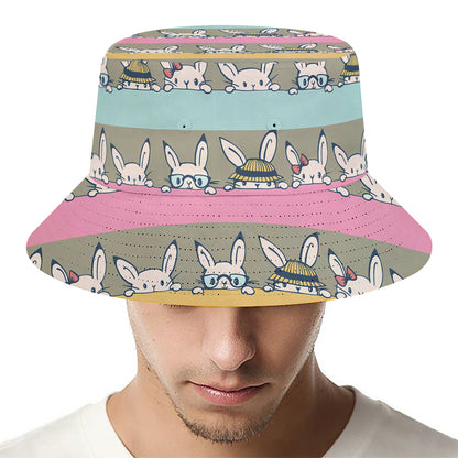 Cartoon Rabbit Pattern Print Bucket Hat
