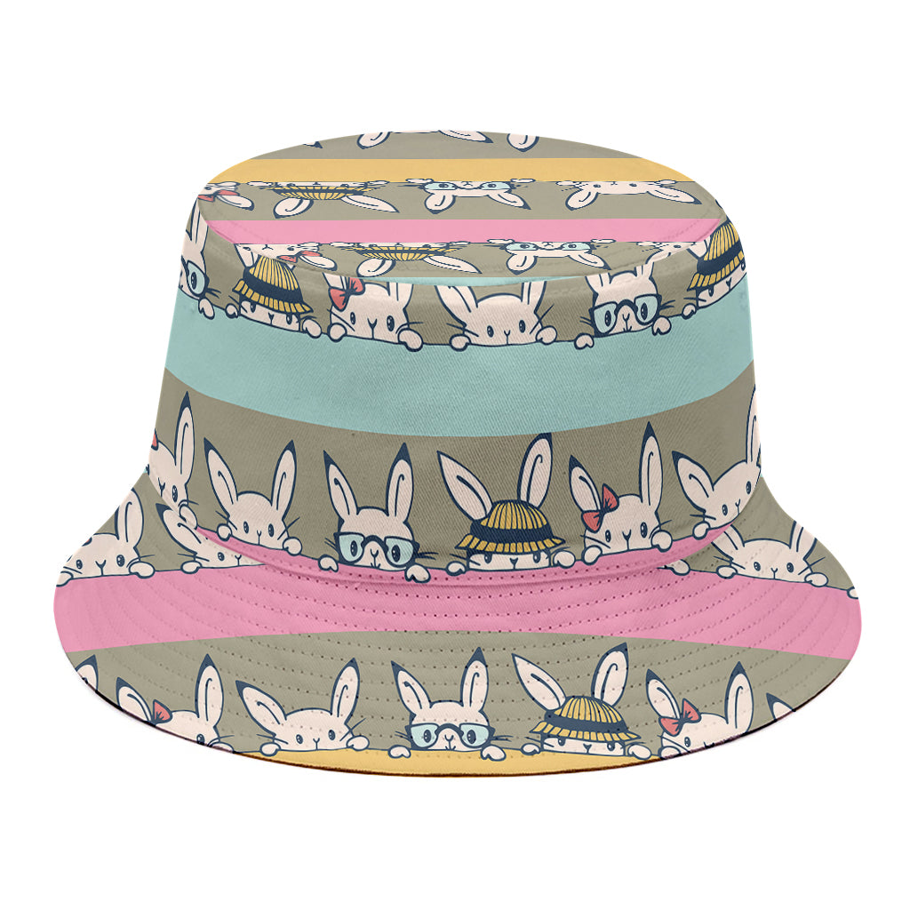 Cartoon Rabbit Pattern Print Bucket Hat