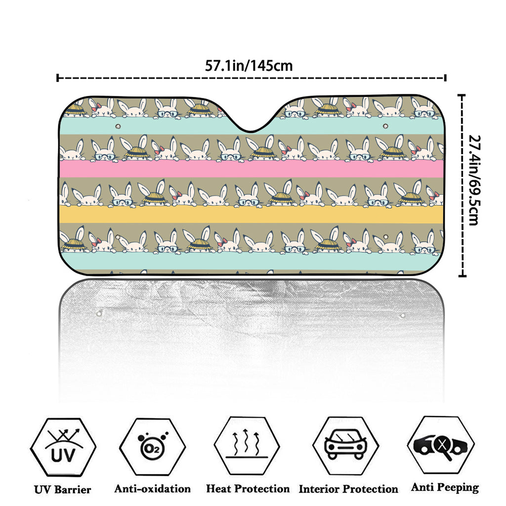 Cartoon Rabbit Pattern Print Car Windshield Sun Shade