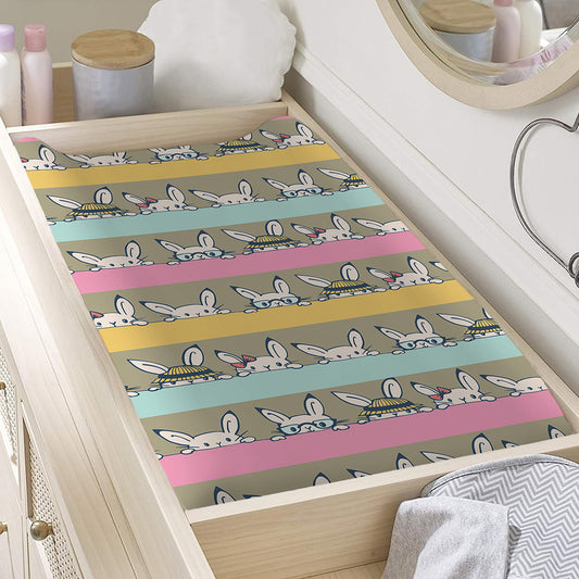 Cartoon Rabbit Pattern Print Changing Pad Cover