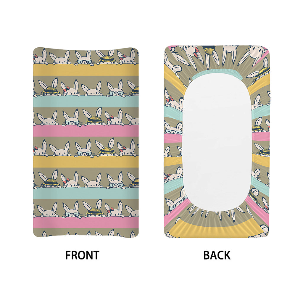 Cartoon Rabbit Pattern Print Changing Pad Cover