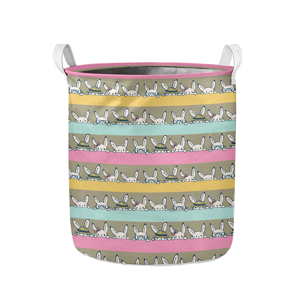 Cartoon Rabbit Pattern Print Collapsible Laundry Basket