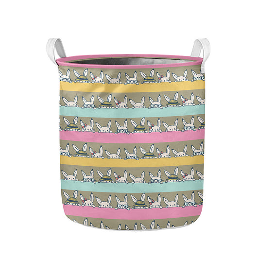 Cartoon Rabbit Pattern Print Collapsible Laundry Basket