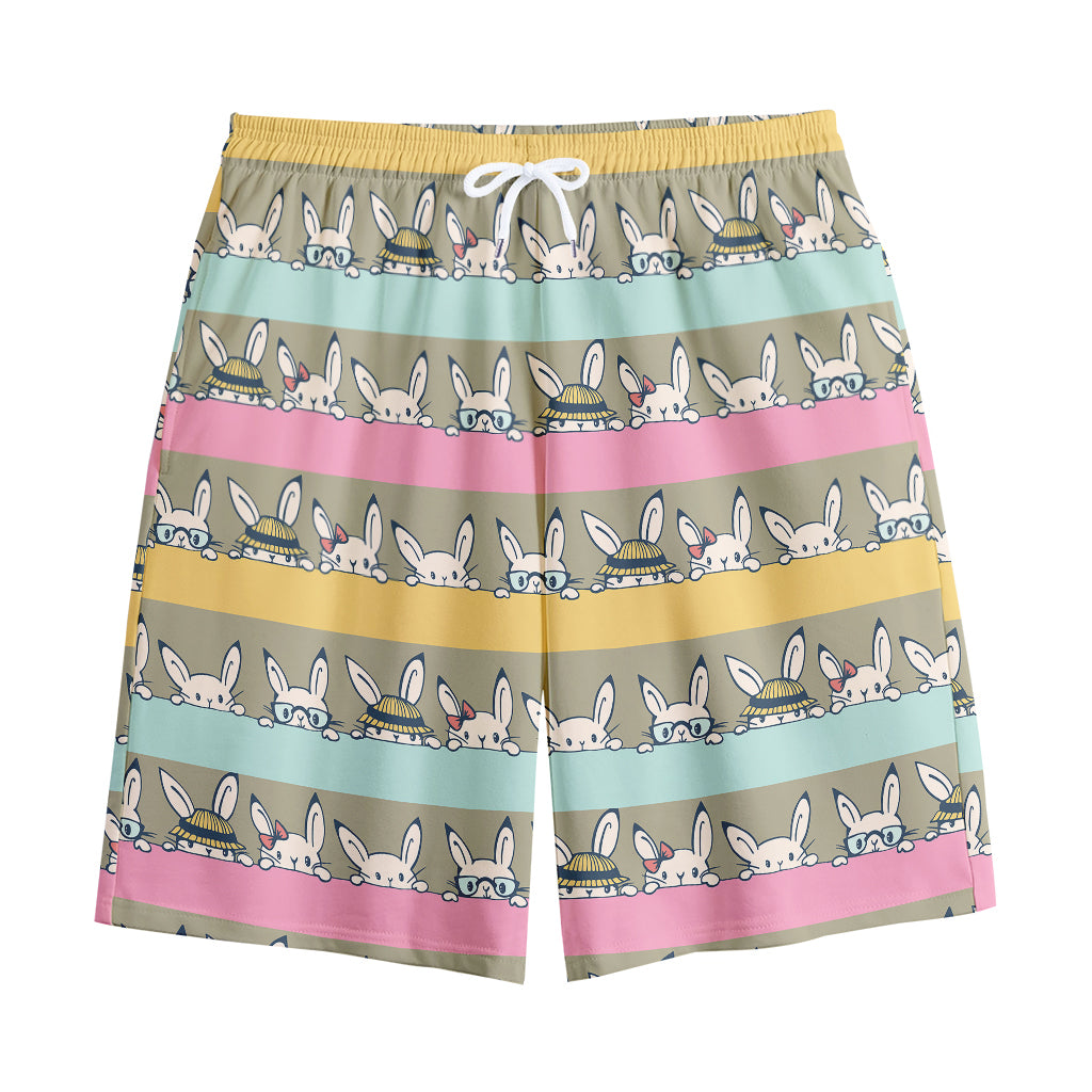 Cartoon Rabbit Pattern Print Cotton Shorts