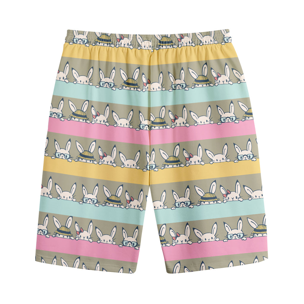Cartoon Rabbit Pattern Print Cotton Shorts
