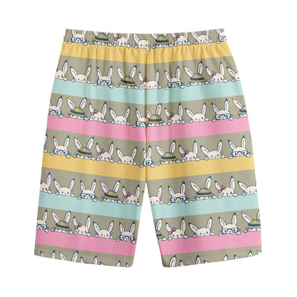 Cartoon Rabbit Pattern Print Cotton Shorts