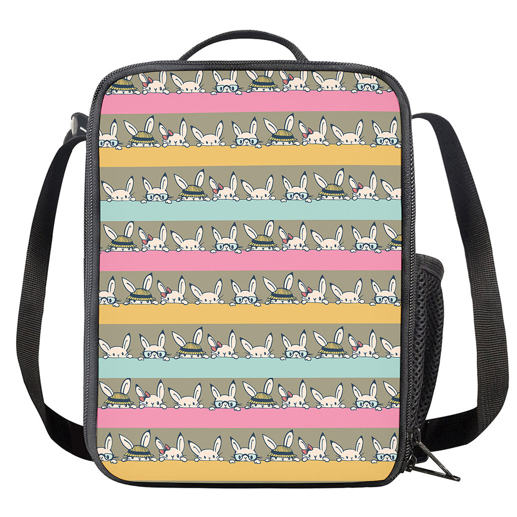 Cartoon Rabbit Pattern Print Crossbody Lunch Bag