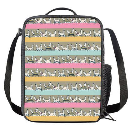 Cartoon Rabbit Pattern Print Crossbody Lunch Bag