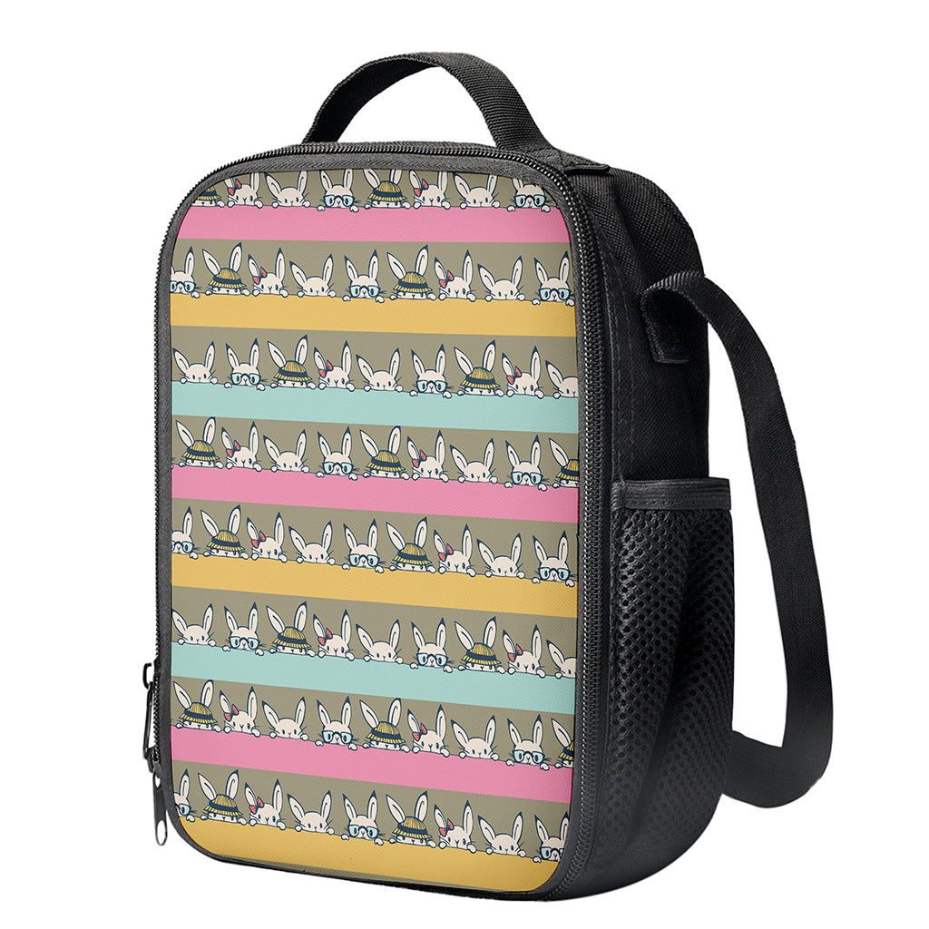 Cartoon Rabbit Pattern Print Crossbody Lunch Bag