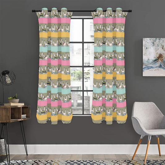 Cartoon Rabbit Pattern Print Curtain